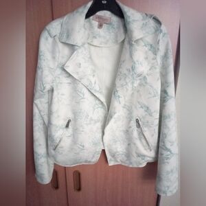 🍀Philosophy Floral Print Blazer in White and Blue